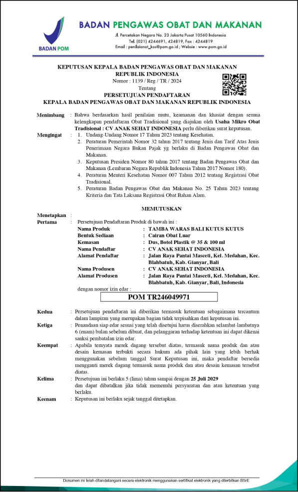 Sertifikat BPOM